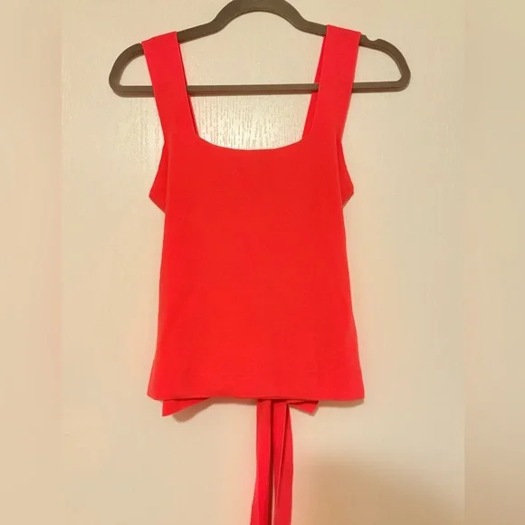 Anthropologie Harlow Neon Orange Coral Sweater Knit Tank - Picture 4 of 15